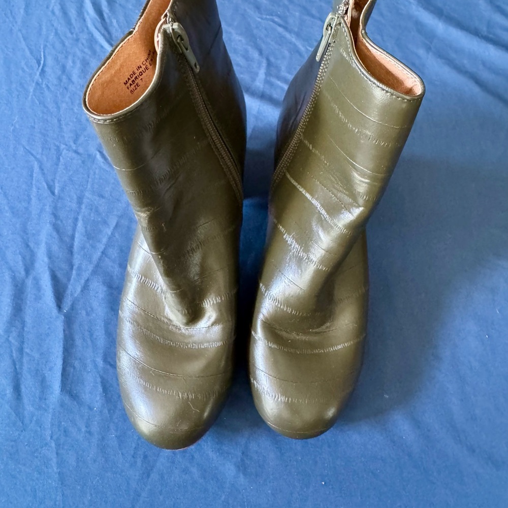 Urban Outfitters Green Ankle Boots with Glossy Finish